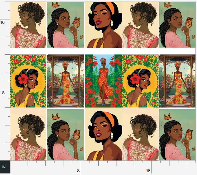 African American Women Fat Quarter Fabric Panel #2