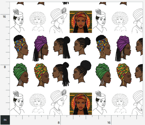 African American Women Fat Quarter Fabric Panel #3