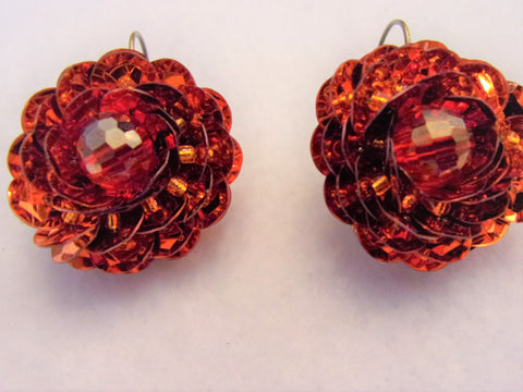 Autumn Orange Crystal AB Sequin Vintage Inspired