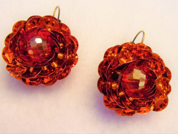 Autumn Orange Crystal AB Sequin Vintage Inspired