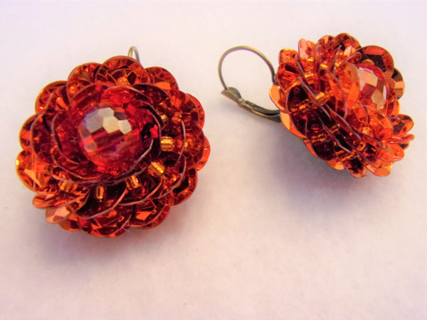 Autumn Orange Crystal AB Sequin Vintage Inspired
