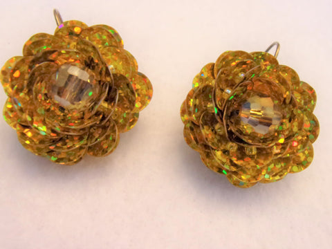 Earrings Golden Sunset AB Sequin Vintage Inspired