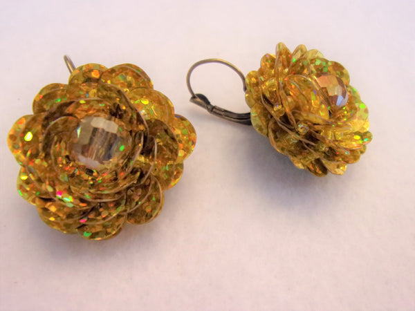 Earrings Golden Sunset AB Sequin Vintage Inspired