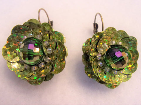 Hologram Green Crystal AB Sequin Vintage Inspired