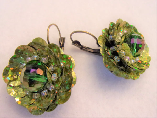 Hologram Green Crystal AB Sequin Vintage Inspired