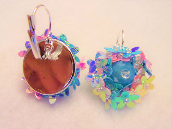 Pastel Iridescent Flower Sequin Blue Crystal Vintage Inspired
