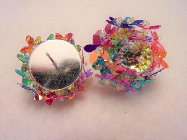 Vintage Inspired Crystal Party Sequin Flower Swarovski Center Earring
