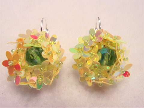 Spring Yellow Flower Sequin Vintage Inspired Earring
