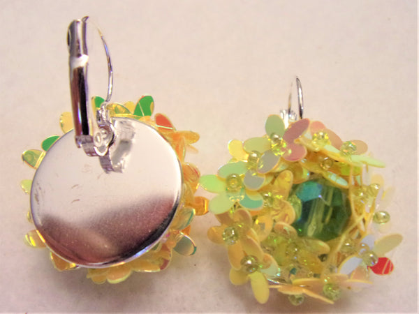 Spring Yellow Flower Sequin Vintage Inspired Earring