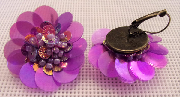 Miami Magenta Cluster Sequin Vintage Inspired Earring