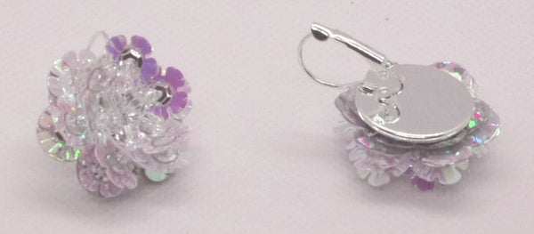 Beautiful Iridescent Shimmering Crystal Flower Sequin Earring