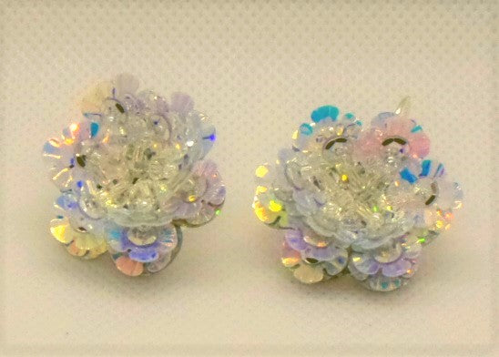Beautiful Iridescent Shimmering Crystal Flower Sequin Earring