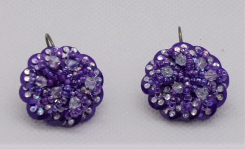 Purple Iridescent Crystal Sequin Earring