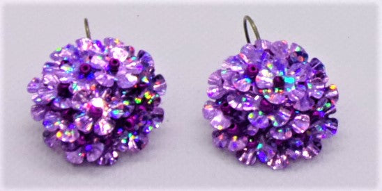 Hologram Purple AB Flower Sequin Earring