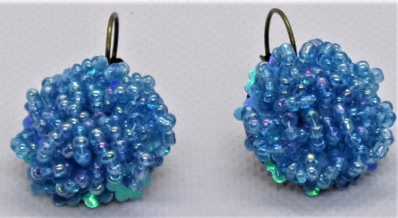 Blue Iridescent  AB Seed Bead Sequin Earring