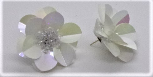 White AB Sequin Iridescent Crystal Wedding Earring