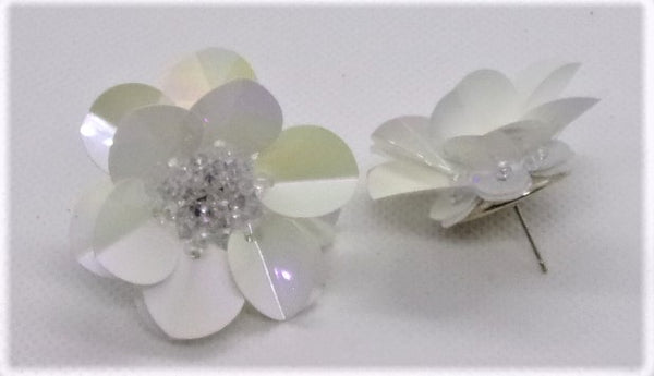 White AB Sequin Iridescent Crystal Wedding Earring