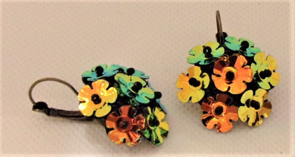 Flower Copper AB Sequin Iridescent Crystal Earring
