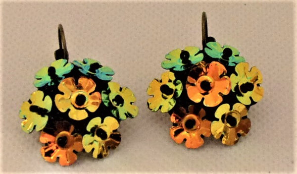 Flower Copper AB Sequin Iridescent Crystal Earring