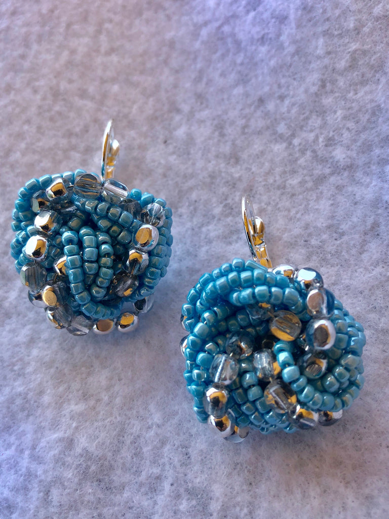 Vintage Inspired Light Blue Beaded Knot Earring