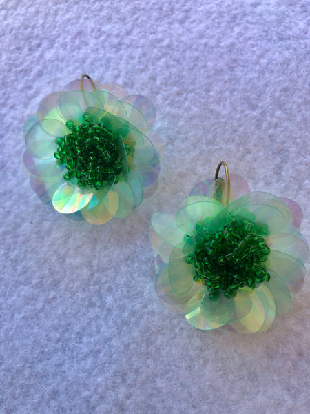 Green Iridescent Vintage Inspired Earrings