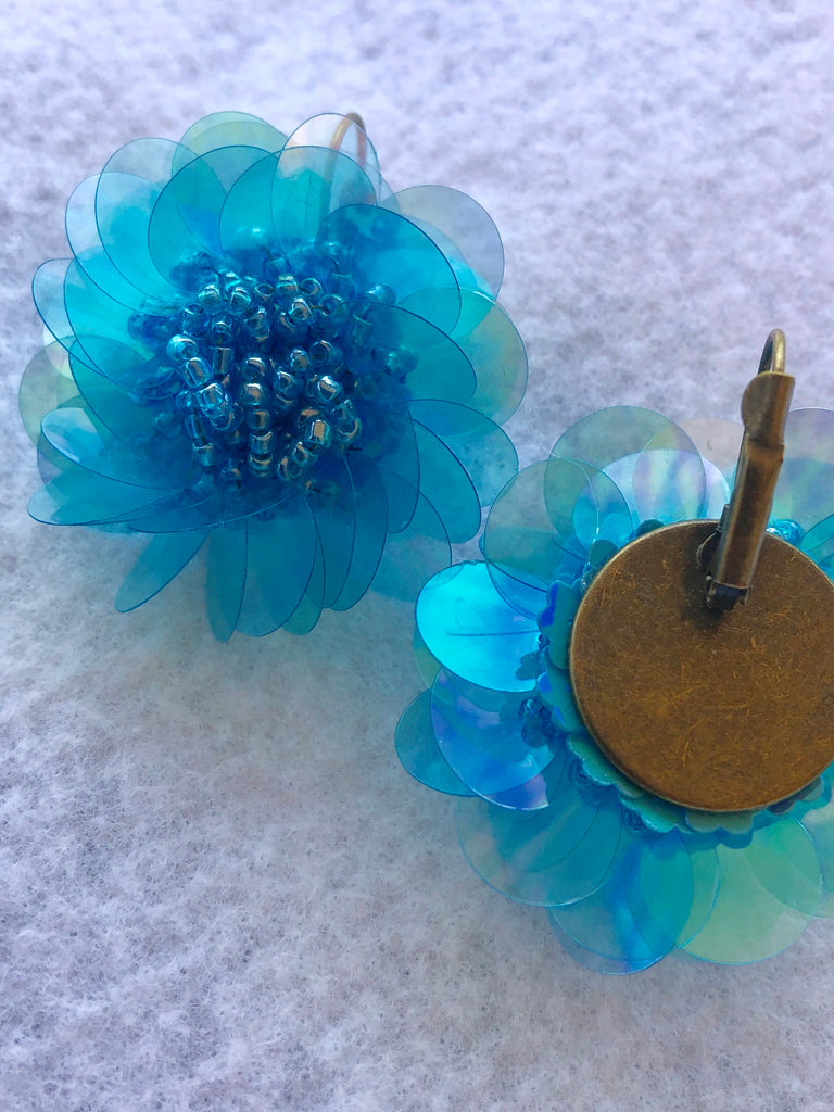 Magnificent Blue Iridescent Vintage Inspired Earrings