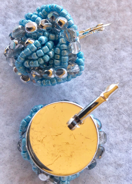 Vintage Inspired Light Blue Beaded Knot Earring